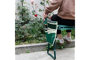 DINGLONG FLIGATTO Banc Agenouilloir de Jardin, Outils de et Sac de Rangement pour la Maison avec Poche, Pochette à Outils de Ceinture réglable - Banc de Jardin Portable Coussin en Mousse avec genouillère.