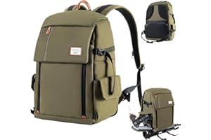 Zecti Sac à dos professionnelle pour appareil photo antichoc Sac à bandoulière en toile imperméable pour DSLR Grande capacité - Verte
