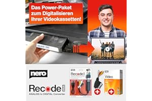 Nero VHS zu USB Video Grabber Recode Stick inkl. Videobearbeitungssoftware | Videoschnitt | Videokassetten digitalisieren | Windows 11 / 10