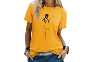 Dresswel Women Bee Kind T-Shirt Ladies Bee Graphic Shirt Crew Neck Short Sleeve Summer Tee Tops