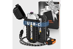 Lafagiet USB C Rechargeable Lighter, Dual Electric arc, Waterproof, Flame-Less, Windproof Plasma lighters for Outdoor Grill, Survival, Camping, Candle Lf27-bk