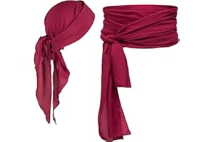 Dearlan Medieval Renaissance Linen Large Sash and Pirate Sash Waist Belt for Women Men Halloween Priate Costume Accessories (Wine Red)