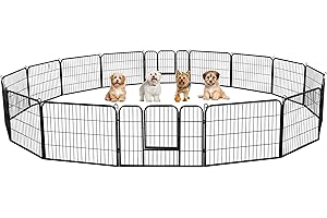 Yaheetech Parc pour Chien 16 Panneaux Enclos Chien Cage pour Chien Parc a Chiot Canard Lapin Rongeur 80 x 60 cm Clôture Barriere Extérieur en Métal Pliable