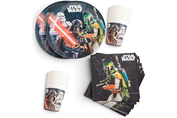 Procos 10215306DY – partyset Star Wars Galaxy, 52 delar engångsporslin för barnfödelsedag och temafest, bordsdekoration, okänd