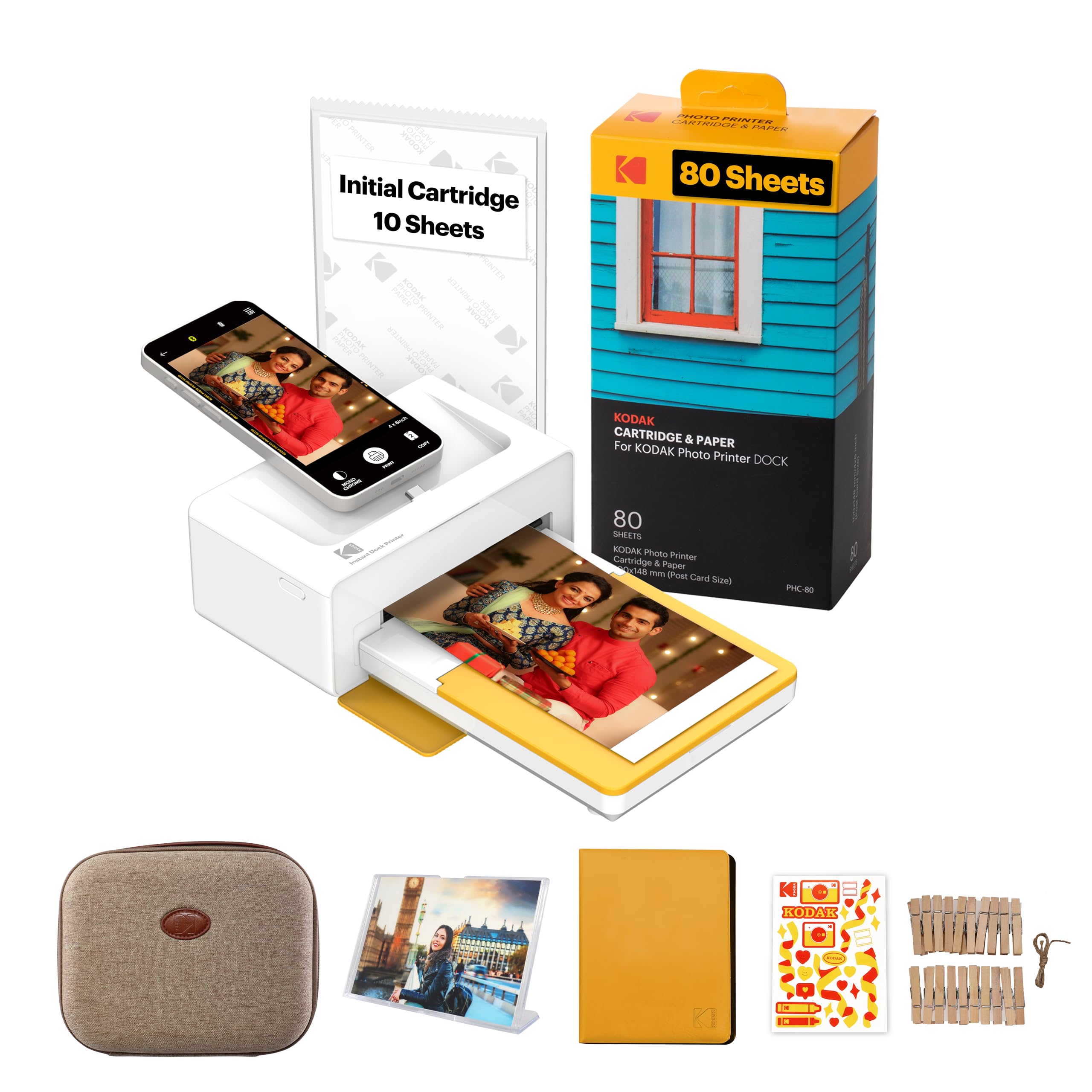 KODAK Dock Plus 4PASS Instant Photo Printer (4x6) + 90 Sheets Gift Bundle