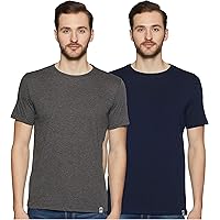 Amazon Brand - Symbol Men's Solid Regular Fit Half Sleeve Cotton T-Shirt (Combo Pack of 2)