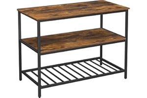 VASAGLE Étagère de Boulanger, îlot de Cuisine avec Grand Plan de Travail, Structure en Acier Stable, 120 x 60 x 90 cm, étagère de Cuisine Industrielle, Facile à Assembler, Marron Rustique et Noir,