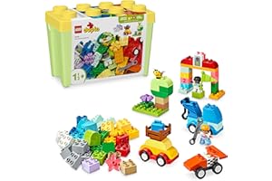 LEGO DUPLO Steinebox Autos und LKWs – Lernspielzeug für Jungen & Mädchen ab 1 Jahr – Spielzeug für Kleinkinder mit 1-2-3 Steinen, 2 Figuren und 3 Fahrzeugen zum Spielen und Bauen – Geschenk – 10439