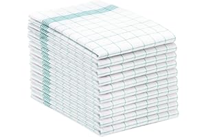 ZOLLNER 10 Strofinacci - canovacci in cotone 50x70 cm - burrazzi da cucina assorbenti e resistenti - a quadretti bianchi e turchesi - lavabili a 95°C - qualità gastronomica - certificato OEKO-TEX (R)