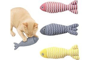 Funfy Giochi per gatti: set 3 pesciolini di pezza con catnip e suono crinkle, peluche resistenti per dentizione e gioco interattivo – pesce pupazzo divertente per gatti domestici