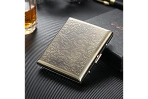 OHAODUO Papierośnica w stylu retro, vintage, metalowa, na 20 papierosów, stal nierdzewna, 20 papierosów, dla mężczyzn i kobiet (tangcao qingtong)