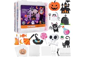 Homgaty Set di 5000 perline da stirare per Halloween, 5 mm, con piastra, 16 motivi, carta da stiro, ciondoli e accessori per il fai da te, decorazione di Halloween, regalo per bambini