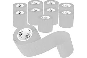 Bodhi & Digby Vet Wrap - 5cm x 4.5m. Pack of 10 White Cohesive Bandages Individually Wrapped for Hygiene in a Convenient Reusable Ziplock Bag. Strong Self Adhesive Bandage Tape and Compression Bandage