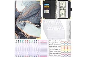YFKJEU Classeur Budget Enveloppe Planner A6 - Budget Planner Francais de l'argent avec 12 PVC Enveloppe Budget, 12 Feuilles Budget, Règle, Autocollants Colorés