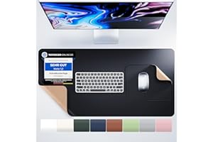 MYMIND® Tappetino Scrivania Sottomano Scrivania Set di 2 Nero 80x40 - Qualità Premium con Mouse Pad extra - Sughero naturale amico dell'ambiente - Laptop Office Desk Pad - Doppia Facciata 800x400