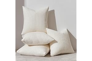 Topfinel Fundas para Almohadones Rayas de Maíz 40x40 Juego de 4 Decoracion Hogar Funda para Cojin Sofa Cama Salon de Estar Dormitorio Sillas Jardin Habitación Pana Crema