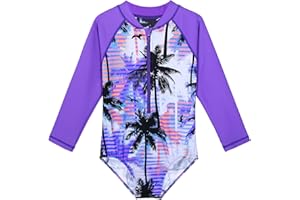 HUAANIUE Girls Swimsuit Long Sleeve 1pcs Swimwear UPF 50+ UV Sunsuit with Zipper 4-12Y Swimming Clothes Summer Bathing Sportswear