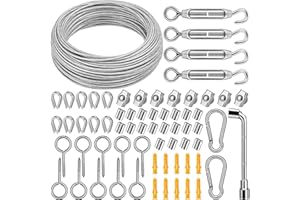 DIYLAND Câble en Acier Iinoxydable 3mm, 35m fil de fer de Jardin Enduit de PVC avec Tendeurs de fil de fer pour Plantes Grimpantes, Suspension de lumières Extérieures, Clôture, Sécurisation de l'ombre