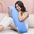MY ARMOR Memory Foam Half Body Side Pillow for Pregnancy & Hugging, Long Cuddle Pillow Suitable for Side Sleepers & Back Support - Velvet Cover - 30x10x5 Inches, Sky Blue