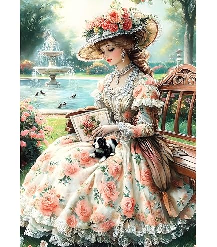 Kit Peinture Diamant DIY - Motif Femme Au Chapeau Violet - Format 40x50 Cm - Toile Adhésive Et Strass Inclus