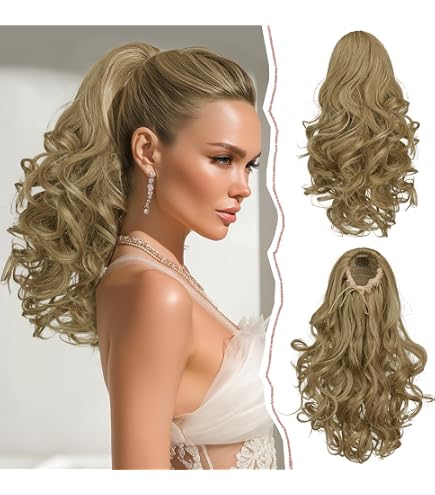 Extension Posticcio Queue De Cheval Blonde Clair Mechato - Perruque Synthétique à Fixer