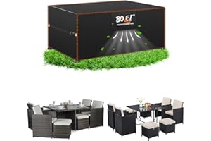 BOLEi Pokrowiec na meble ogrodowe, odporny na warunki zimowe, plandeka okryciowa z otworami wentylacyjnymi, tkanina Oxford 420D, wodoszczelna, odporna na deszcz, wiatroszczelna, pokrowiec ochronny na