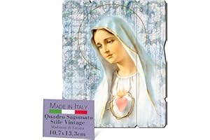 F.LLI BONELLA Bracia Bonella | Drewniane obrazy w stylu vintage Matki Bożej Fatimskiej f.to 10,7x13,3 cm | Made in Italy