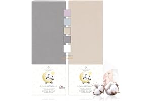 ‎DARBENE DarBene Kinder Spannbettlaken 70x140 Premium 2er Set Bunt-Mix, Jersey 100% gekämmte Premium Baumwolle, atmungsaktiv, superweiches Bettlaken, Oeko-TEX, Hellgrau & Elfenbein