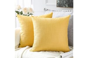 Artscope 2 Pezzi Federe Cuscini in Lino Minimalista Copricuscino Colorato per la Decorazione Domestica Soggiorno Camera da Letto Divano 50x50cm, Giallo