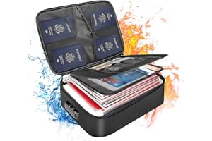 DOCSAFE Fireproof Document Box 36x27x10cm 3-Layer Document Safe Bag File Storage Box with Lock Waterproof Ziper Portable Organizer Bag for Important Document Certificates,Passport,Cards,Office,Home,Travel
