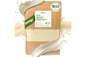 ‎RHEINNATUR RheinNatur Bio Whey Protein-Pulver 900 g - Geschmacksneutrales Eiweißpulver ohne Zusatzstoffe & ohne Soja - 100% reines Bio Molke-Protein für Proteinshakes