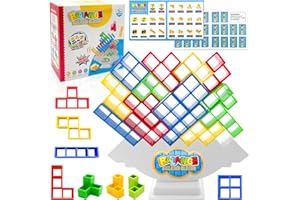 Lets Joy 48 Pièces Tetra Tower, Jeu d'empilage en Tetris, Blocs de Construction Tetris, Tetris Tower Balance, Tetra Tower Jouet d'Équilibre pour Enfant, Puzzle Tetris Jeu, Jeux Montessori