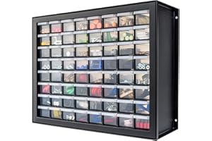 IRIS USA Meuble de rangement à perles, 64 tiroirs en plastique pour vis, boulons, clous, quincaillerie, petites pièces, outils à breloques, scrapbooking, loisirs créatifs, noir