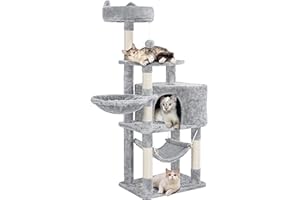 Yaheetech Árbol para Gatos Rascador Pequeño Torre de Escalada para Gato Pequeño Poste Arañar 138,5cm Gris