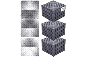VEVOR GS-30301,5-G x 30,48 cm modulär sammankopplad kudde, 55 st skarvning, halkfri grå PP-dränering golvkakel och duschmatta