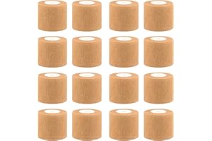 Hamosavin 16 Pack Self Adhesive Cohesive Bandage 5cm x 4.5m, Elastic Sports Athletic Tape , First Aid Medical and Vet Wrap for Human and Animals, Ideal for Knee Ankle Wrist Sprains (Beige)