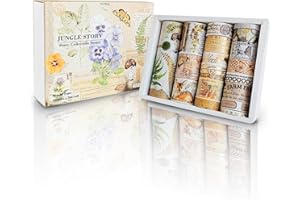 Zelzen 20 Rouleaux de Washi Tape, Literary Stamping Decorative Vintage Tape, Scrapbooking Supplies, Decorative Adhesive for Party Decoratio-Histoire de la Jungle