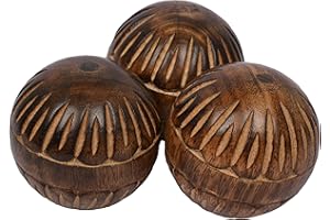 EDHAS Decorative Mango Wood Round Balls Set of 3 For Centerpiece or Individual Use Ideal for Use in Tray Bowl or Basket Décor (7.62cm x 7.62cm x 7.62cm)
