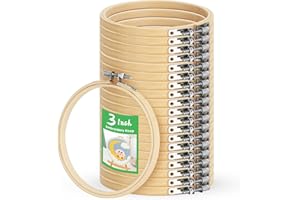 ZOOQUE Bambou cadre de broderie Set, cadre de broderie en bois de hêtre cercle croix Stitch Hoop anneau 8 cm pour la broderie artisanat main couture DIY décoration(20 pièces) (8cm)