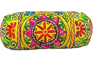 Original Kikan Federa per cuscino cilindrica rotonda Takiya, in cotone, stile boho, 46 x 18 cm, per yoga, meditazione, ricamata, per schiena, collo, maternità, federa vegana (solo federe)
