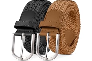 YOUCHAN 2 Pièces Unisexe Ceinture Élastique Femme Ceinture Tressée Homme Tissu 3.3 cm, Longueur Réglable 100-130 cm, Plusieurs Couleurs