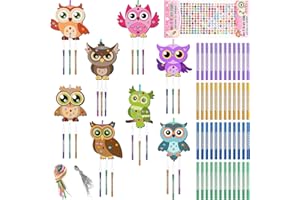 AUAURAINTT 16 Stück Windspiel Bastelset Kinder, 8 Stile DIY Eulen Mit Zubehör, Basteln für Jungen Mädchen Outdoor Dekoration