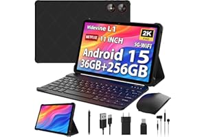 PIXGOOD 2025 2K Tablet 11 Pollici con Android 15, 36GB+256GB, INCLL 2000 * 1200, Octa Core, 13MP+8MP, WidevineL1/9000mAh/5G WiFi/BT5.0/OTG/GPS- Tablet in offerta con tastiera (Nero)