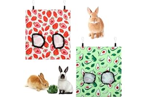 JUPSK 2 PCS Kaninchen Heufutter, Hängende Heufutterbeutel Heufutter Meerschweinchen Kleintierfütterer Aufbewahrungsständer mit 2 Löchern Kaninchen Heusäcke Futtertaschen für Kaninchen Chinchilla Hamster