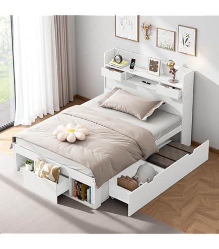 Miliboo Lit Avec Rangements 4 Tiroirs Bois Et Blancs 90x190 Cm MOLENE