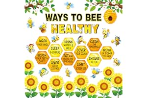 ADDUSTER 53 Pieces Bee Healthy Bulletin Board Decorations - Beehive Themed Cutouts Classroom Decorations Summer Healthy Habits Classroom Walls Children's Room Decorations