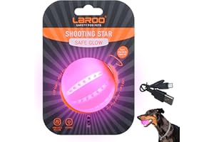 LaRoo LED Dog Ball, Dog Toys Silicon Glowing LED Dog Ball with USB Rechargeable Glow in the Dark Dog Ball Teeth Cleaner Training Ball for Dogs (Purple)…