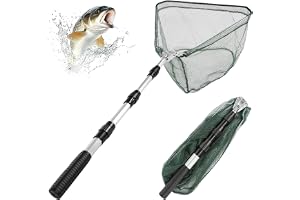 Fiskhåv fiske teleskop håv 130 cm, vikbar fiskhåv stabil bottenhåv med teleskophandtag för karp, öring och bas, fisketillbehör för vuxna