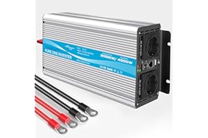 CARRYBATT 2000W kfz Spannungswandler Wechselrichter Reiner Sinus 12V auf 230V-inkl.5 Meter Fernsteuerung-2-EU-AC-steckdoses & 1 USB - Spitzenleistung 4000 Watt für Auto, Wohnwagen,Camping