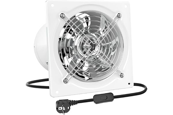 HG Power 150 mm Frånluftsfläkt med Backventil för Kök, Vit | Metall, för badrum, verkstad, garage och källare, 525 m³/h luftflöde, kraftfull väggfläkt